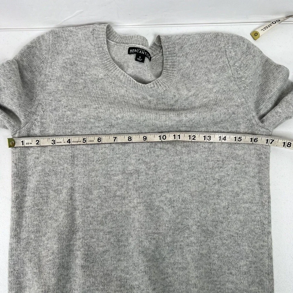 J.Crew Small Sweater Gray Tiered Bell Sleeve Crew Neck Heathered Knit Pullover